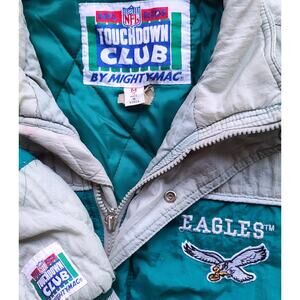 Philadelphia Eagles 90s MIGHTY Mac puffer jacket youth S M kelly gray NFL vtg